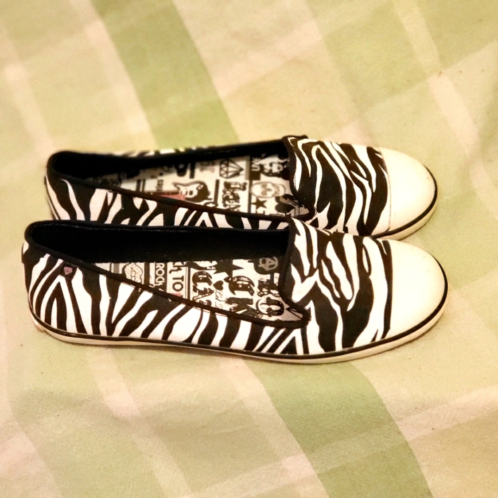 Vintage Rock & Candy by ZiGi Zebra Print Canvas Sneakers